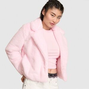 VS/PINK Women's Pink Faux Fur Jacket-New